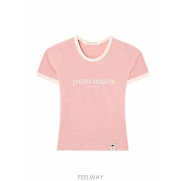 26FW 팜앤젤스 반팔 티셔츠 PAWAA004JR001 3B03 ROSE PINK OFF WHITE