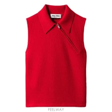 25FW 미우미우 민소매 티셔츠 MML00DSOOO18A9 F0011 ROSSO