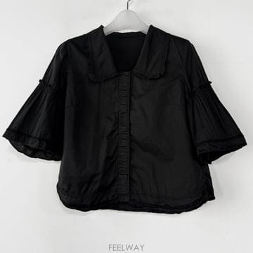 마인 MINE 블랙 프릴 블라우스