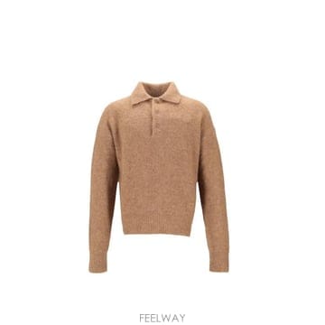 26FW 아미 알파카 아미 롱 슬리브 폴로 스웨터 HPL405KN0021 280 CAMEL