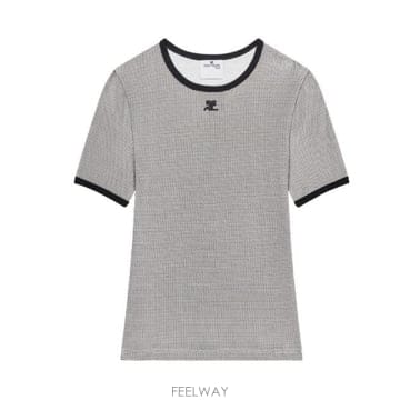 26SS 쿠레쥬 반팔 티셔츠 126JTS017JS0223 B217 HOUNDSTOOTH BLACK