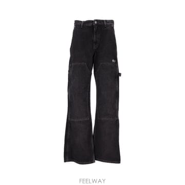 25FW 오프화이트 스트레이트 팬츠 OMYA191F25DEN001 1301 VINTAGE BLACK WHIT