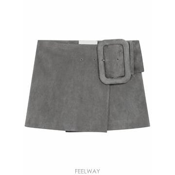 26SS 아미 고트 레더 빅 버클 벨티드 미니 스커트 FSK464LH0059 0516 CARBONE