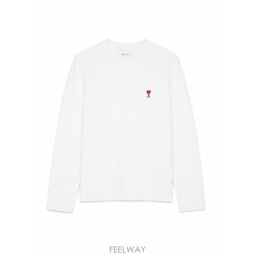 26FW 아미 스몰 하트 로고 롱슬리브 티셔츠 BFUTS235724 100 BLANC