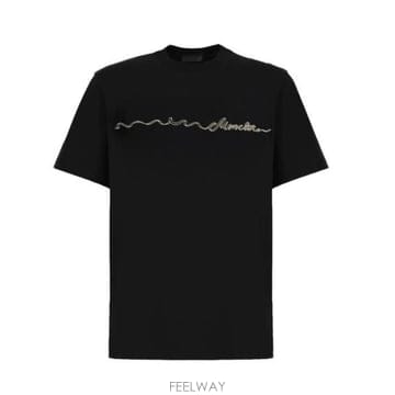 26SS 몽클레어 리본 로고 코튼 티셔츠 L10938C0001789B8Y 999 BLACK