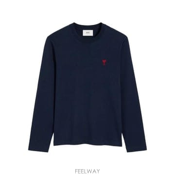 26FW 아미 스몰 하트 로고 롱슬리브 티셔츠 BFUTS235724 430 BLEU NUIT