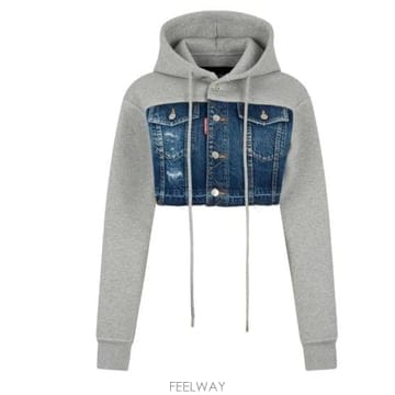 디스퀘어드2 후드 티셔츠 MIX GREY MELANGE NAVY
