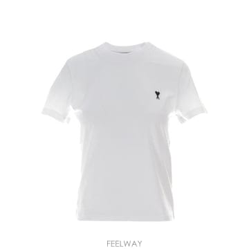 26SS 아미 스몰 하트 로고 코튼 크롭 티셔츠 FTS347724 100 BLANC