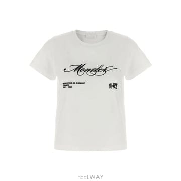 25FW 몽클레어 반팔 티셔츠 K20938C0000589AJS 00A WHITE