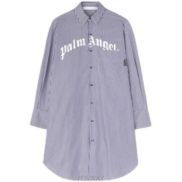 25SS 팜앤젤스 미디 원피스 PWDG002S25FAB001 4603 NAVY BLUE OFF WHITE