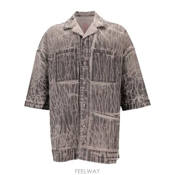 26FW 릭 오웬스 반팔 셔츠 DU02E7294SDWF 59 BLACK WASHED FOIL