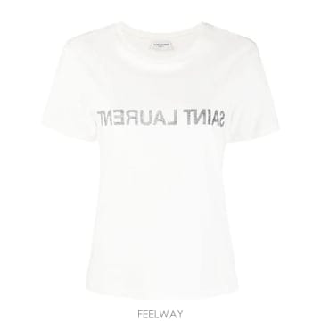 26FW 생로랑 리버스 티셔츠 665234Y37AW 9744 NATUREL NOIR