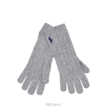 26FW 랄프 로렌 포니 로고 울캐시미어 케이블 니트 장갑 455981440004 SOFT GREY