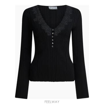 25FW 셀프 포트레이트 긴팔 티셔츠 AW25 042T BBLACK Black