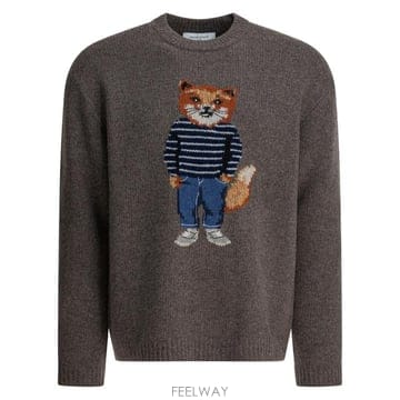 25FW 메종키츠네 드레스드 폭스 인타르시아 울 스웨터 PM00806KH0002H170 Grey