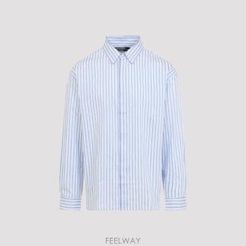 26FW 자크뮈스 긴팔 셔츠 SHM00541AW00928 3DO PRINT BIG DOG BLUE STRIP