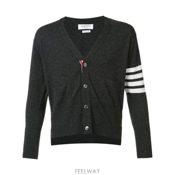 25FW 톰브라운 캐시미어 4바 숏 브이넥 가디건 MKCS01A 00011 022 DARK GREY