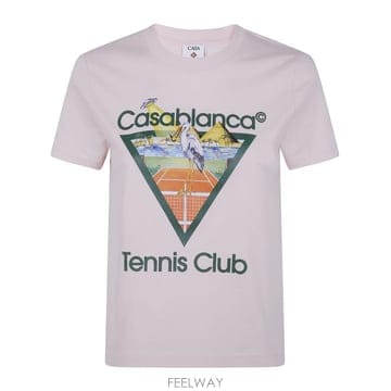 26FW 카사블랑카 반팔 티셔츠 W PF26 JTS 020 02 PINK JERSEY