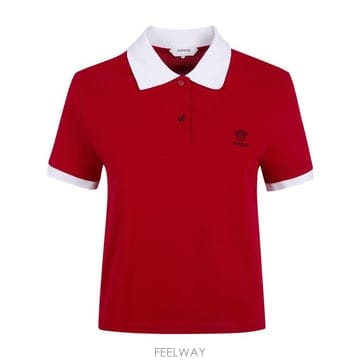 26SS 베르사체 폴로 티셔츠 1024235 1A17681 2RC90 LIPSTICK RED WHITE