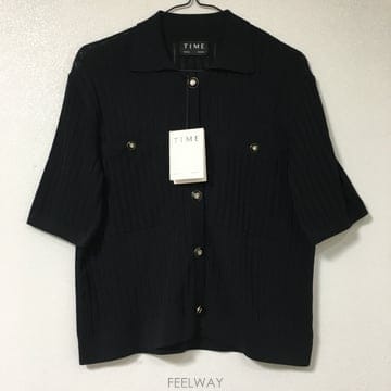 TIME 타임 버튼 반팔 가디건