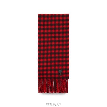 26FW 아미 머플러 스카프 USF699 AW0059 A252 RED RUBIN BLACK
