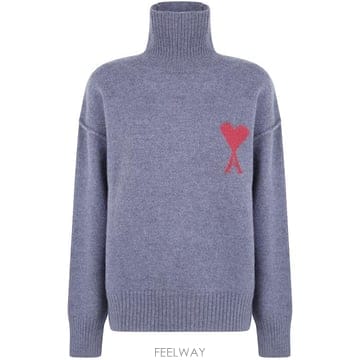 26FW 아미 ADC 터틀넥 스웨터 UKS839 018 084 HEATHER GREY RED