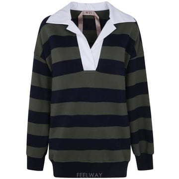26FW 누메로벤투노 폴로 티셔츠 E021 4097 R561 GREEN BLUE STRIPES