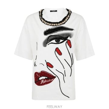 Balmain 25SS �߸� ���� Ƽ���� EF0EG135PC93 GRR WHITE BLACK RED25SS �߸� ���� Ƽ���� EF0EG135PC93 GRR WHITE BLACK RED