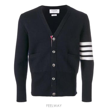 25FW 톰브라운 울 4바 브이넥 가디건 MKC160A 00014 415 NAVY