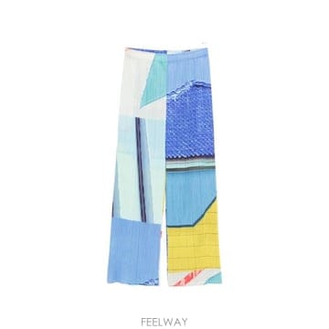 26SS 플리츠플리즈 스트레이트 팬츠 PP66JF674 07 BLUE X YELLOW