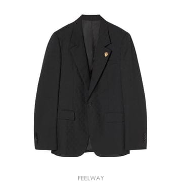 26SS 구찌 싱글 브레스트 GG 울 재킷 864110 ZAUP11000 BLACK