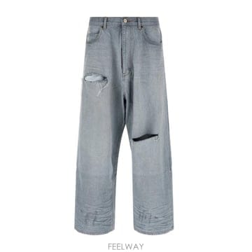 발렌시아가 디스트레스드 배기 진 라이트 블루