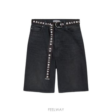 26SS 발렌시아가 벨트 코튼 쇼츠 871361 TQW562279 BLACK