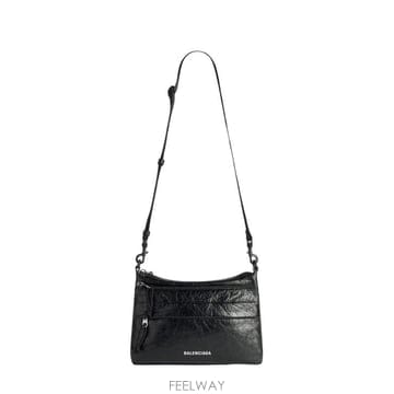 26FW 발렌시아가 익스플로러 더블 파우치 메신저 백 873182 1VG071000 BLACK
