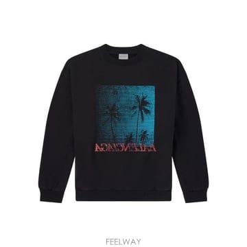 26FW 발렌시아가 팜트리 그래픽 로고 프린트 코튼 저지 맨투맨 A0016M TUVR11000 BLACK