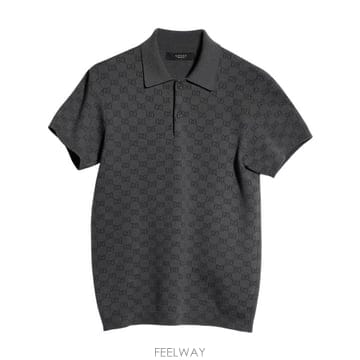 26FW 구찌 GG 울 실크 자카드 폴로 셔츠 875483 XKFMB1044 GREY