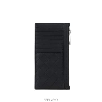 25FW 보테가베네타 인트레치아토 롱 지퍼 카드 케이스 766155 VCPQ38803 BLACK