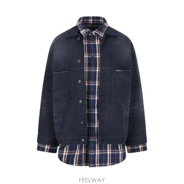 26SS 발렌시아가 패치드 셔츠 재킷 857174 TTW648074 NAVY