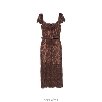 26FW 셀프 포트레이트 미디 원피스 PF26099MABR BROWN