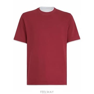 Brunello Cucinelli 26SS ���ڷ� ��ġ�ڸ� ����ũ ���̾ Ƽ���� MR8337427 CMK02 RED26SS ���ڷ� ��ġ�ڸ� ����ũ ���̾ Ƽ���� MR833742