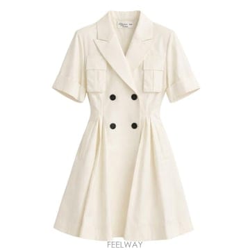 26SS 사카이 미디 원피스 2608423 151 WHITE