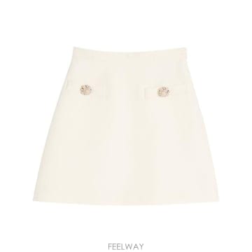 25SS 발렌티노 가라바니 미디 스커트 6B3RACH7 1CFA03 Ivory