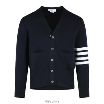 26FW 톰브라운 울 4바 브이넥 가디건 MKC160A 00014415 Navy