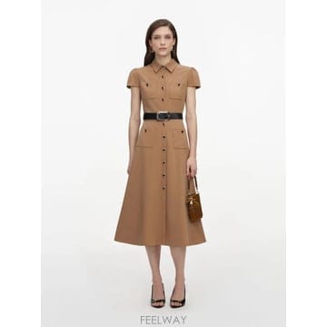 26FW 셀프 포트레이트 미디 원피스 PF26010MBT TAN Beige