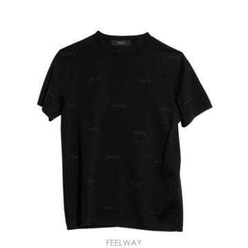 26FW 구찌 울 실크 구찌 자카드 반팔 티셔츠 875491XKFPE 1043 Nero