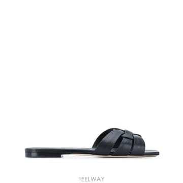 26FW 생로랑 스무스 레더 트리뷰트 플랫 뮬 571952BDA00 1000 Nero