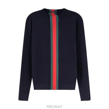 26FW 구찌 웹 인타르시아 니트 코튼 스웨터 875177XKFPC 4152 Blu