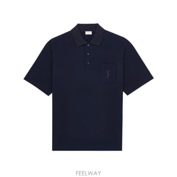 26FW 생로랑 카산드라 코튼 피케 폴로 셔츠 862765Y38FL 4035 Blu