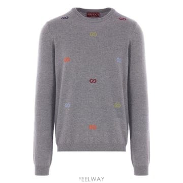 25FW 구찌 자수 로고 스웨터 833668XKEYH 1015 Grey