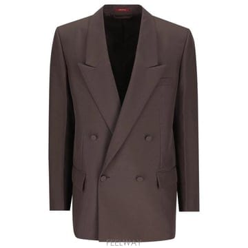 25FW 구찌 더블 브래스트 테크니컬 파나마 자켓 849881Z7AYA 2062 Brown